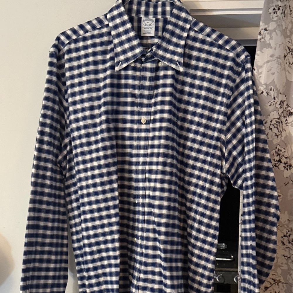 Brooks Brothers Navy and White Plaid Shirt